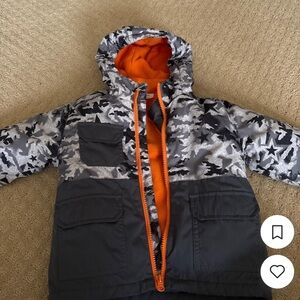 Swiss Tech Kids Camo Puffer Jacket - Black and Orange